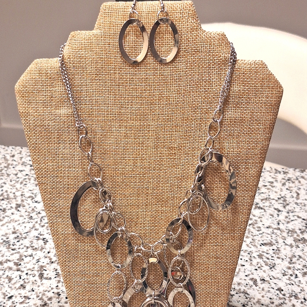 Silver Necklace and Earrings set